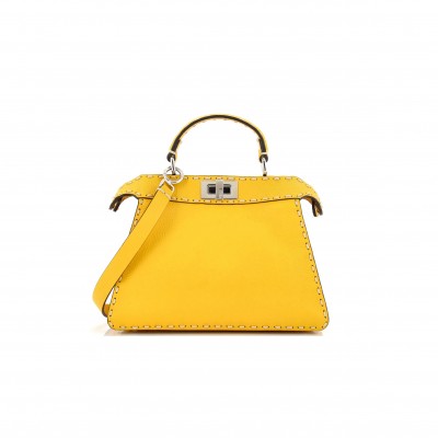 FENDI SELLERIA PEEKABOO ISEEU BAG LEATHER YELLOW  (27*20*11cm)